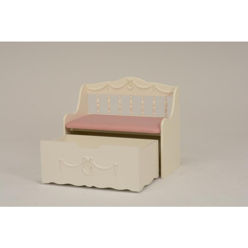 ベンチチェスト(ホワイト) RH-1850WH  白 収納 椅子 長椅子 子供部屋 小物収納 リボン | HAGiHARA | 01