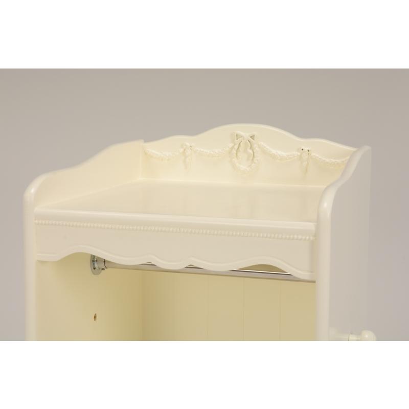 ハンガーラック（ホワイト）RKK-1859WH 収納 引出し付き 衣類収納 リボン 子供部屋 白 | HAGiHARA | 01