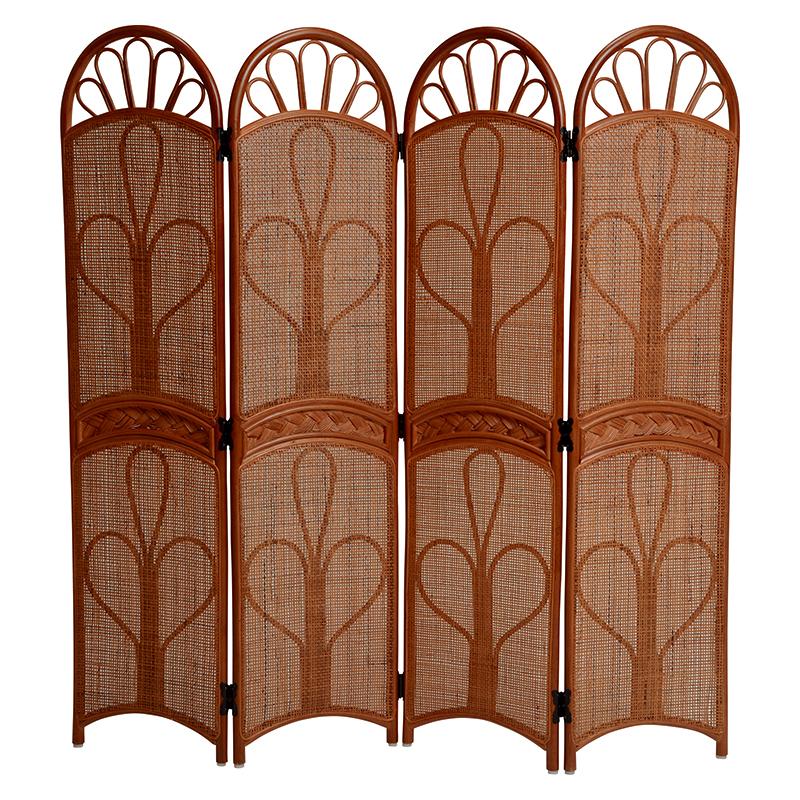 籐スクリーン RS-802BR-4 パーテーション 間仕切り 仕切り 目隠し ４連 | HAGiHARA