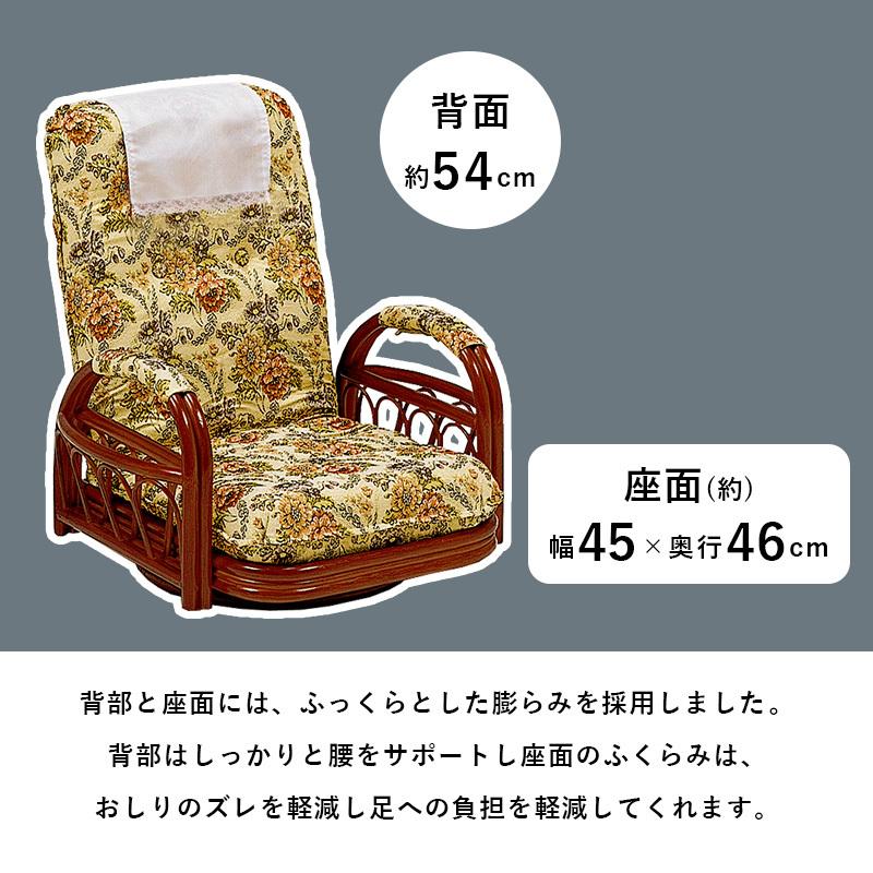 ギア回転座椅子 ロータイプ RZ-921 リビング ダイニング 椅子 リラックス リクライニング サイドポケット付き 回転座椅子 和室 | HAGiHARA | 05