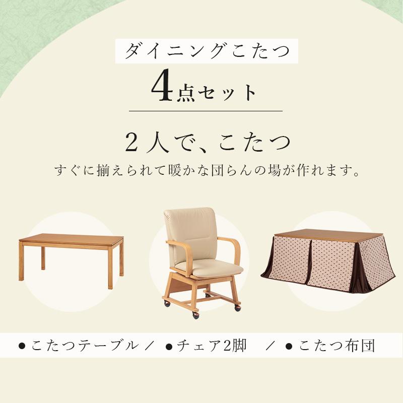 ダイニングこたつ4点セット SCELTAK90-H4S シェルタK90-H4S こたつ テーブル 椅子 こたつ布団 幅90cm 組立式 コタツの画像