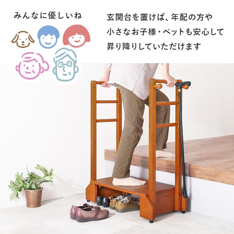 HAGiHARA（萩原） 手すり付き玄関踏み台（両側手すり） VH-7938LBR-D