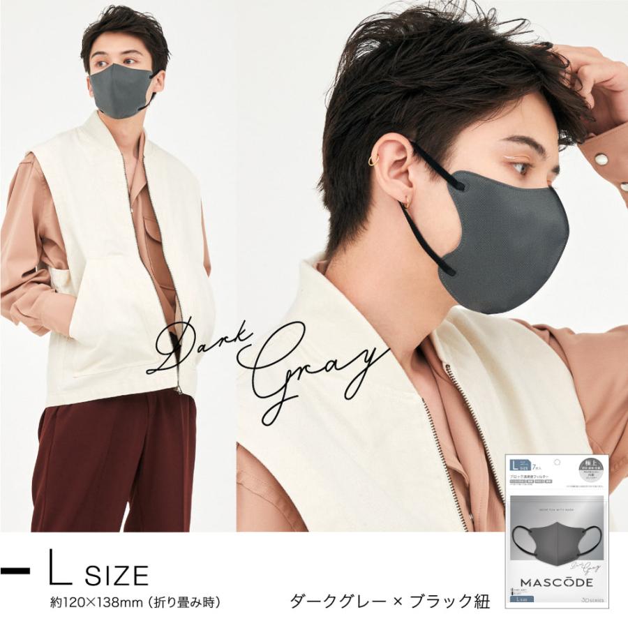 マスク マスコード MASCODE 3D L 7枚入り 立体型マスク 不織布マスク ホワイトグレー ダークグレー 人気 新色 数量限定 | Sun Smile | 01