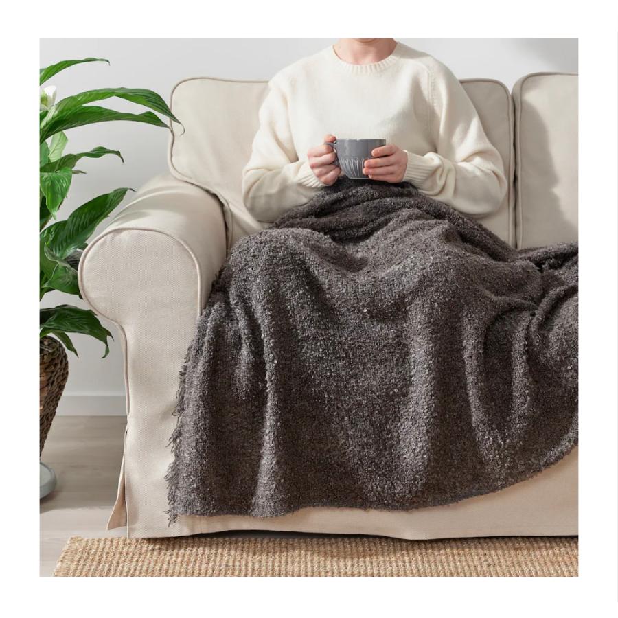 IKEA イケア EVALI エヴァリ ひざ掛け ホワイト ダークグレー | イケア | 05