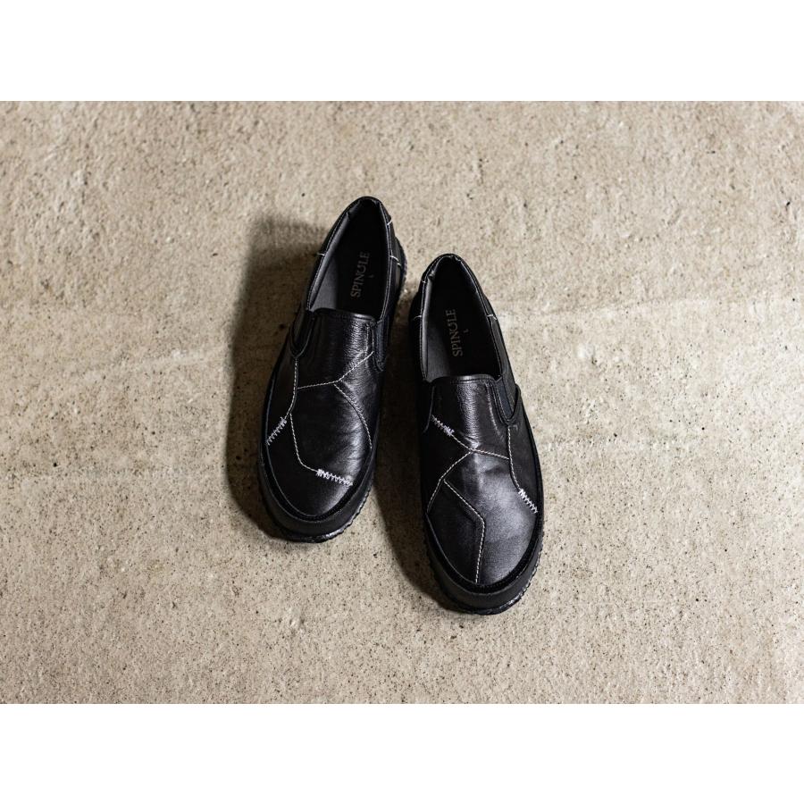 靴 スピングル 刺し子レザースリッポン SPINGLE SASHIKO LEATHER SLIPON ブラック 黒 メンズ 男性 レディース 女性 |  | 01