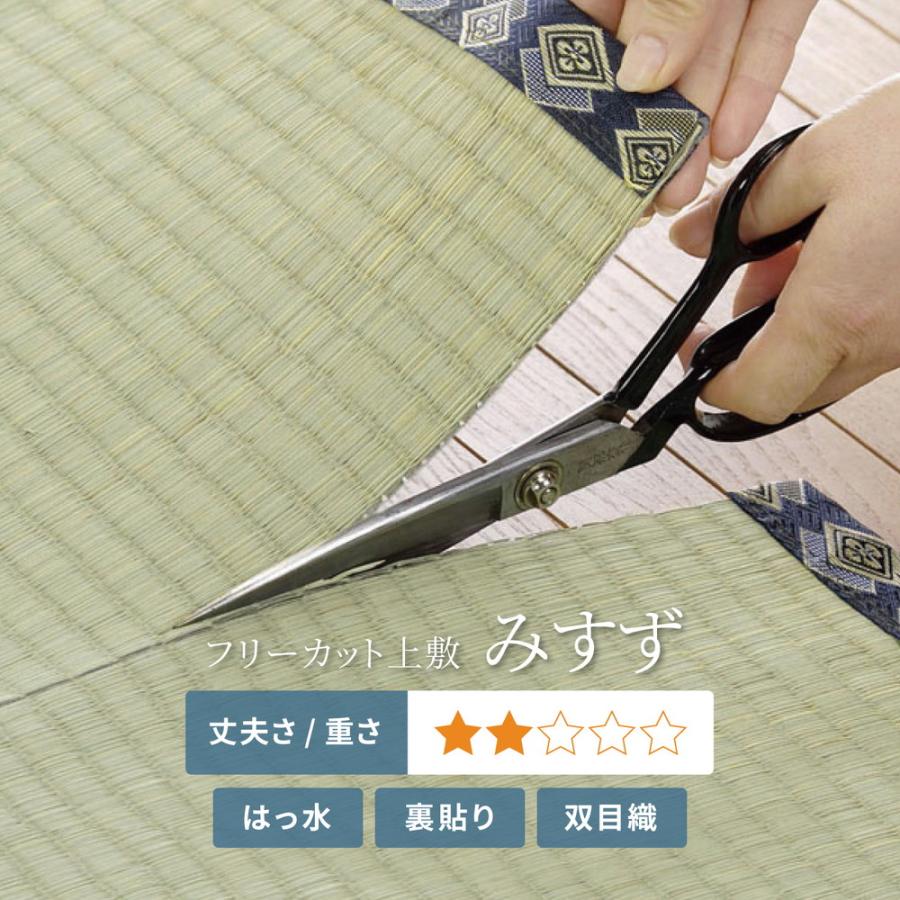 フリーカット裏付き い草カーペット みすず 本間10畳 本間10帖 約382×477cm 158005090 ラグ 上敷き はっ水加工 双目織 カット可 和室 和風 畳 | HAGiHARA | 01