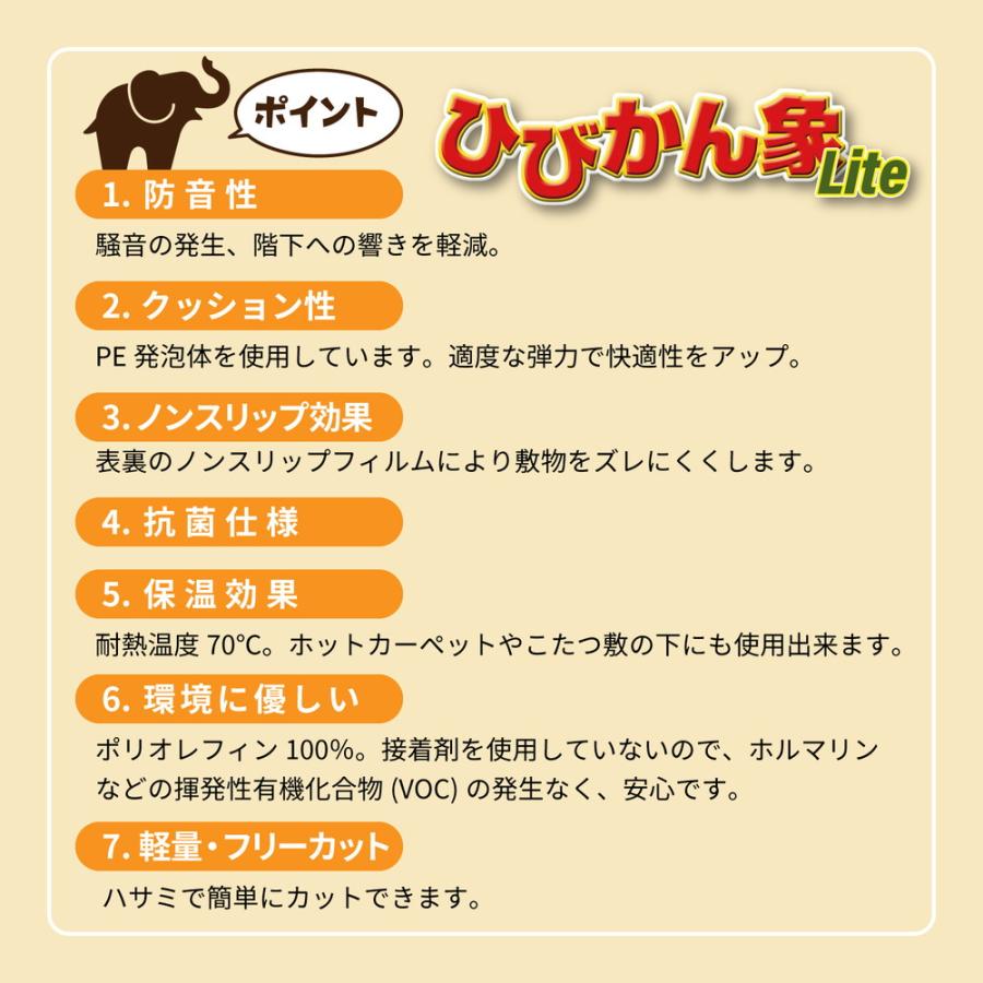 防音ノンスリップシート　ひびかん象Lite　約175×230cm　230101720　カーペット備品　防音　滑り止め　敷物シート　防音シート | HAGiHARA | 02