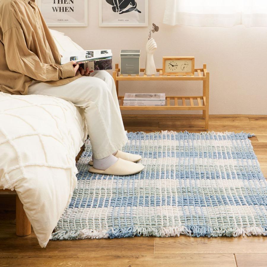 洗える キッチンマット エルフ 270101002 ワッフル風マット 約45×180cm ロングマット ワッフル ギンガムチェック 厚手 ポコポコ ラグ マット かわいい | HAGiHARA | 14