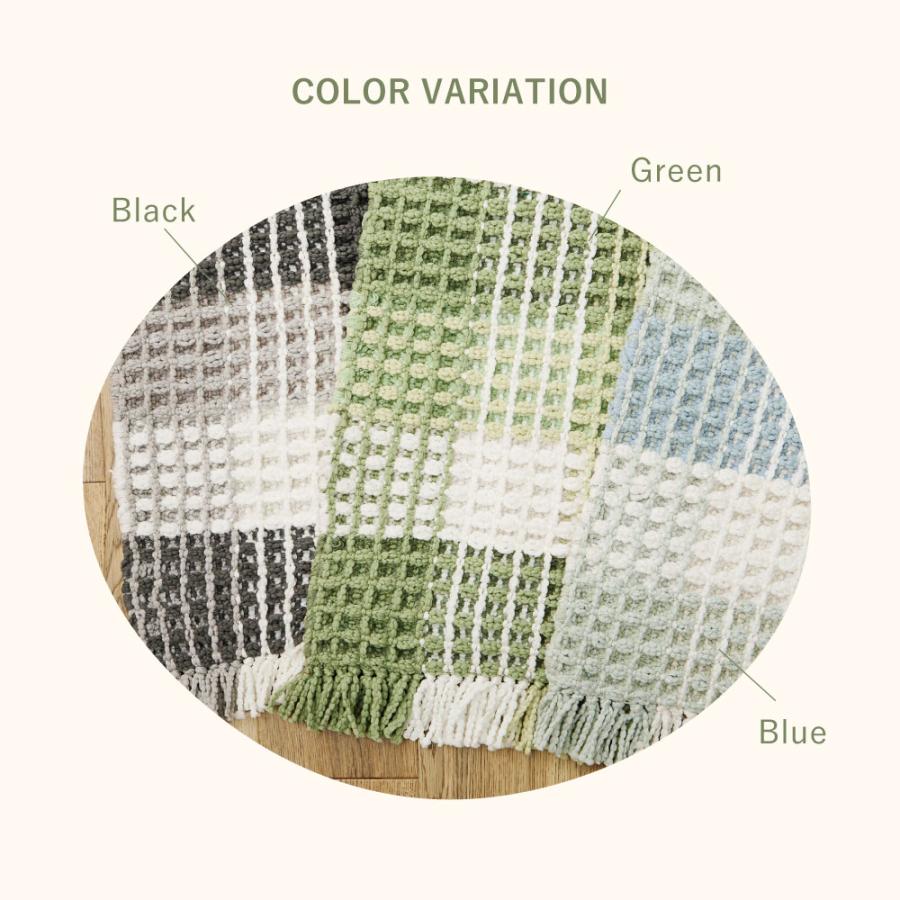 洗える キッチンマット エルフ 270101002 ワッフル風マット 約45×180cm ロングマット ワッフル ギンガムチェック 厚手 ポコポコ ラグ マット かわいい | HAGiHARA | 09