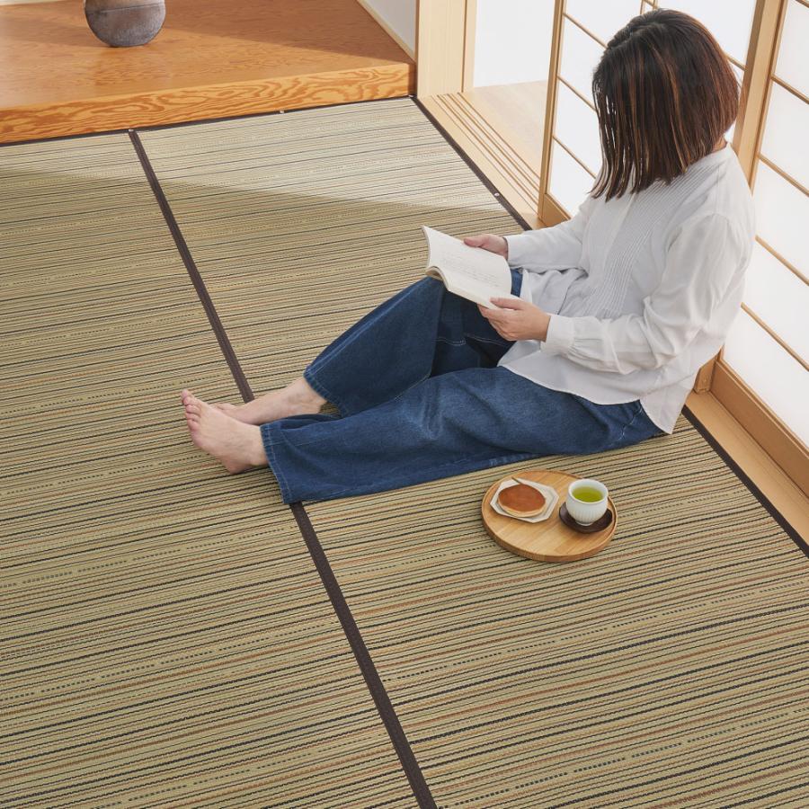 い草カーペット（裏貼り） 涼み 江戸間 6帖 6畳 約261×352cm 81970960 い草 ラグ 帖物 裏貼り い草柄上敷き 花ござ モダン 和室