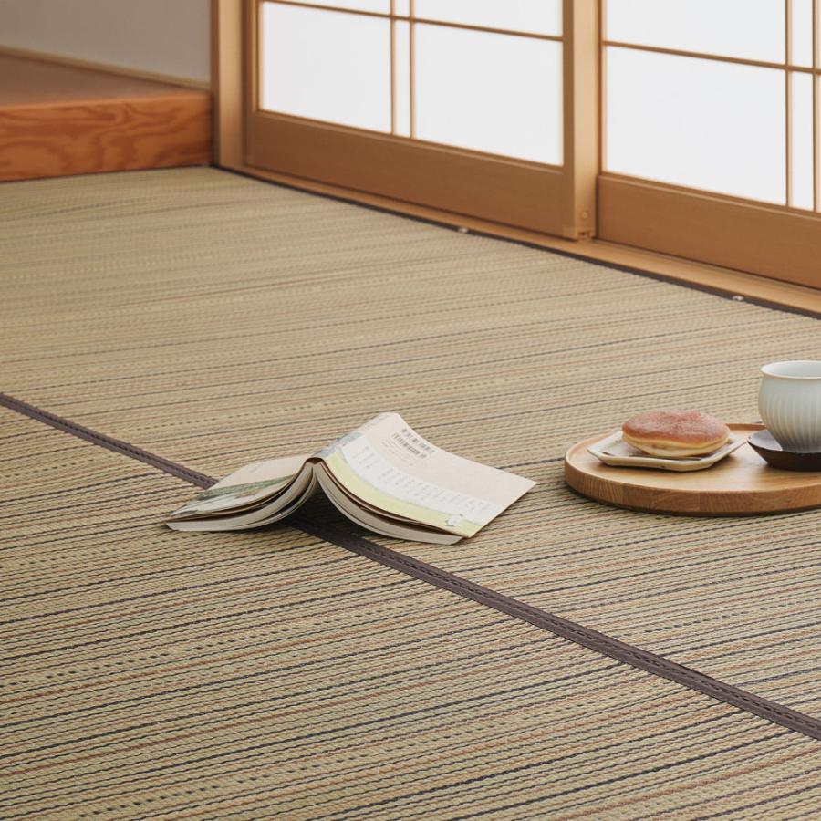 い草カーペット（裏貼り） 涼み 江戸間 6帖 6畳 約261×352cm 81970960 い草 ラグ 帖物 裏貼り い草柄上敷き 花ござ モダン 和室