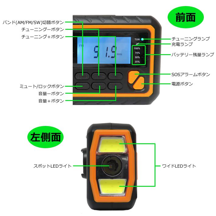 アウトレットSALE 送料無料 CICONIA ソーラー ダイナモラジオ 防災 ラジオ AM FM LEDライト USB 手回し充電 ソーラー 乾電池 軽量 災害時 避難 台風｜item-japan｜09