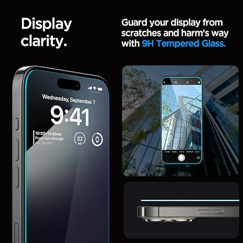 Spigen EZ Fit ガラスフィルム iPhone 15 Pro 用 貼り付けキット付き iPhone15Pro 対応 保護 フィルム 2枚入｜item-y｜04