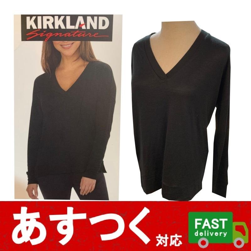 ダークブルー Vネック 長袖トップス Lサイズ相当 数量限定 セール中（KS レディース Vネック 長袖 M Lサイズ ブラック