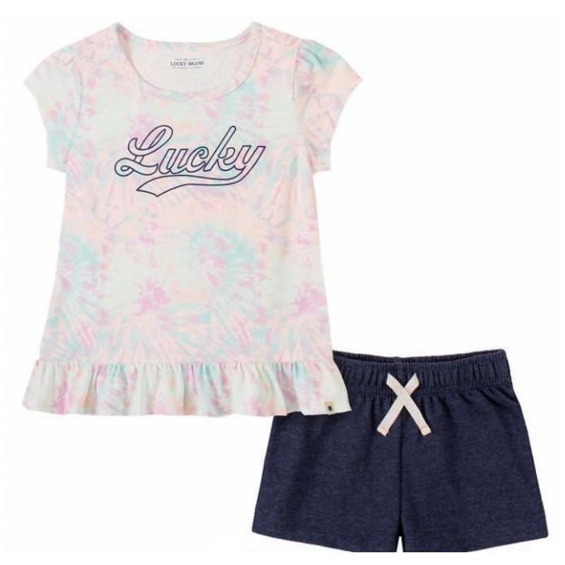 LUCKY BRAND キッズ 上下セット 半袖Tシャツ パンツ ピンク/ネイビー