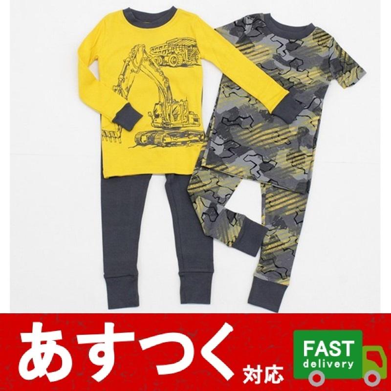 在庫限り（KS パジャマ 4点セット ボーイズ ショベルカー 3T) 黄色 半