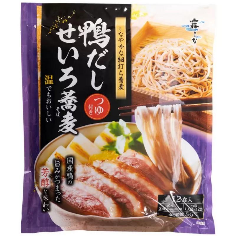 479円 国内即発送 霧しな 鴨だしせいろ蕎麦 つゆ付き 12食入 めん つゆ 国産鴨 細打ち蕎麦 麺 干しそば めん4袋 つゆ12袋 ゆで時間5分 コストコ