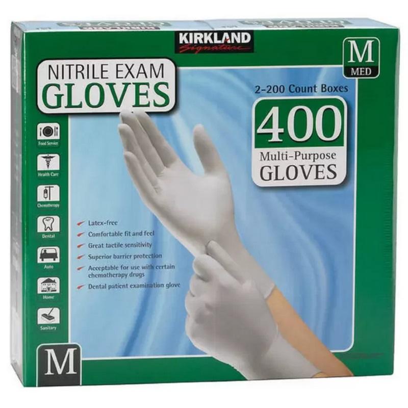 KIRKLAND ニトリルグローブ Mサイズ 400枚×2個セット カークランド ニトリルグローブ ゴム手袋 Mサイズ 400枚200枚×2箱