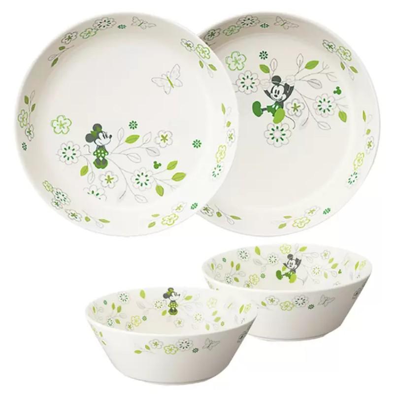 ディズニー プレート&ボウル グリーン 計4個）お皿 磁器 ミッキー