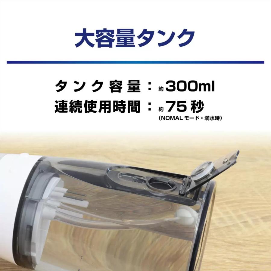 （ドリテック 口腔洗浄器 ジェットクリーン FS-100DWTCO ノズル6本セット）電池残量表示ディスプレイ USBケーブル type-C 防水 IPX7 5モード 55158の画像