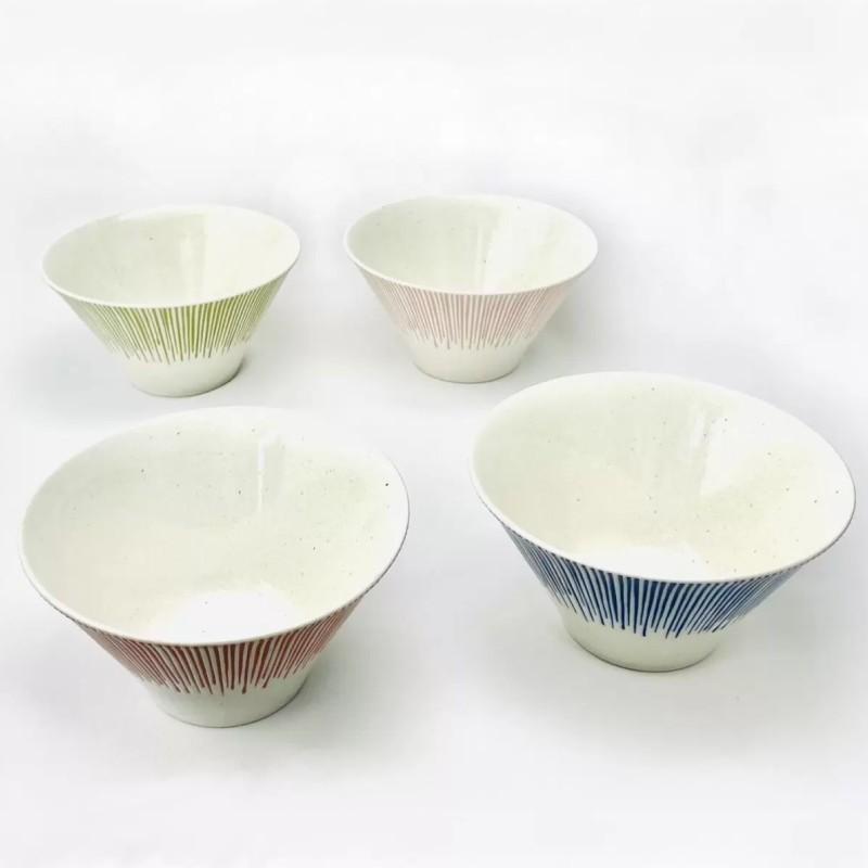 美濃焼 富士山 丼 4個セット 4色セット ピンク グリーン レッド ブルー