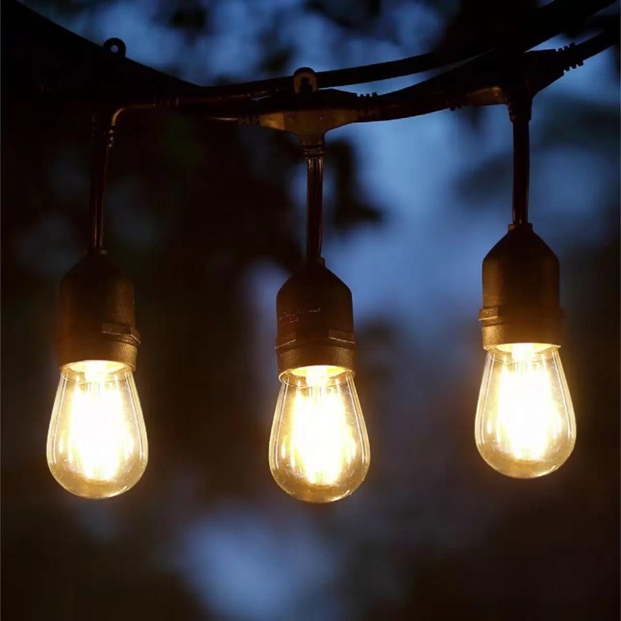 LED ストリングライト 14.6m 24ソケット 屋外使用可能）LED電球 24球