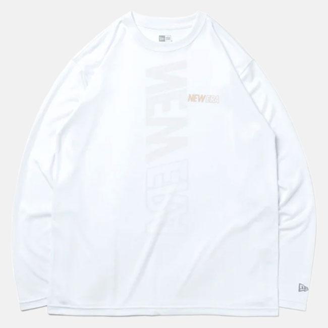 NEW ERA（ニューエラ）長袖 テック Tシャツ Rear Vertical Logo ホワイト × ベージュ Performance Apparel 13755365｜itempost｜03