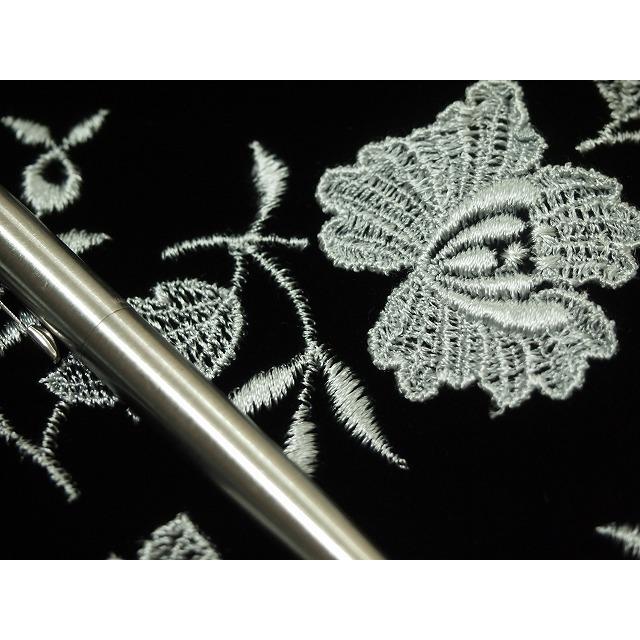 閉店大セール お買得 【ベルベット／レース 花の柄】 日本製生地 黒