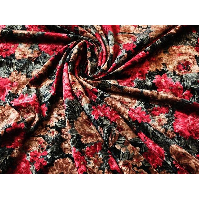 閉店大セール お買得 【ベルベット型押し/花柄プリント】 日本製生地