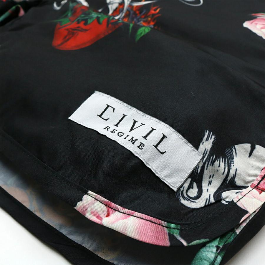 Civil Regime シビル・レジーム BURNING HEARTS SWIM SHORTS BLACK 