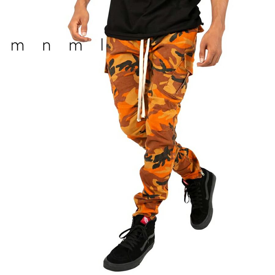 mnml ミニマル CARGO DRAWCORD PANTS Orange Camo ドローコード カーゴ