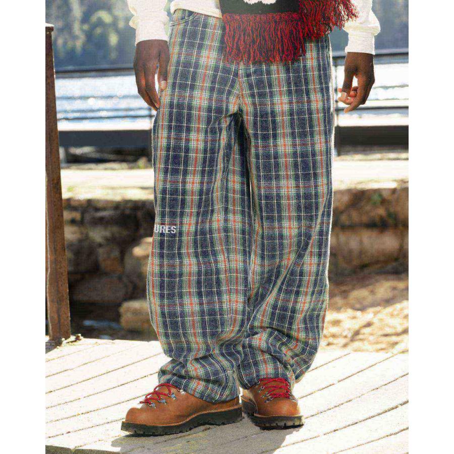 PLEASURES/プレジャーズ】FORMULA PLAID BAGGY JEANS バギージーンズ 
