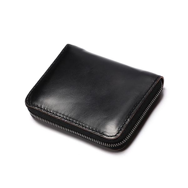 【MR.OLIVEミスターオリーブ】 HORWEEN CHROMEXCEL LEATHER / COMPACT ZIP WALLET（me123ｈ）(ブラック)｜itempost｜02