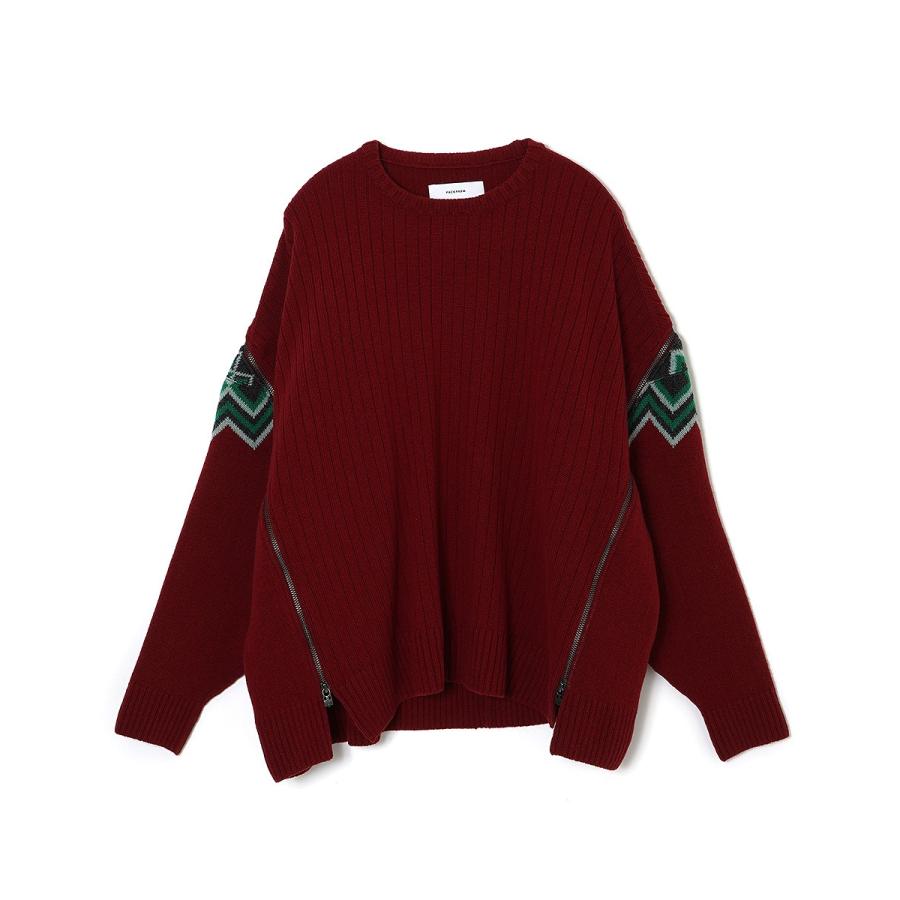 【FACETASM ファセッタズム】NORDIC ZIPPER KNIT/RED/レッド (3色)の画像