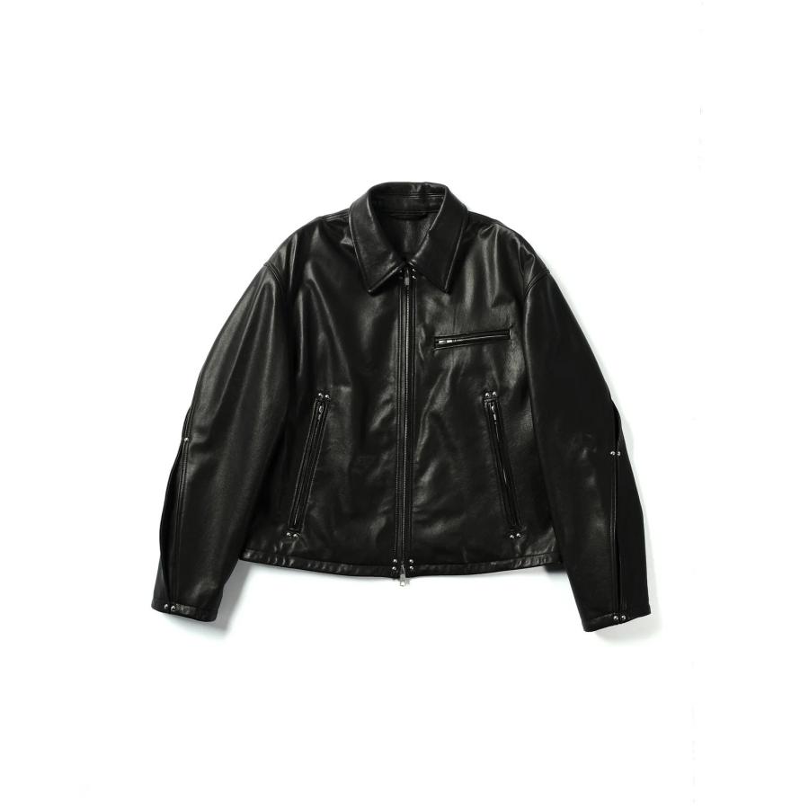 【WIZZARD (ウィザード)】STUDDED MOTION PLEAT LEATHER JACKET（ブラック）の画像