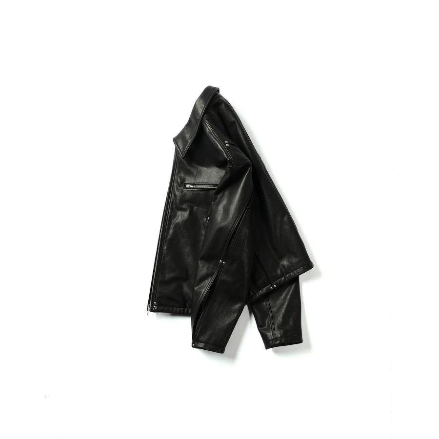 【WIZZARD (ウィザード)】STUDDED MOTION PLEAT LEATHER JACKET（ブラック）の画像