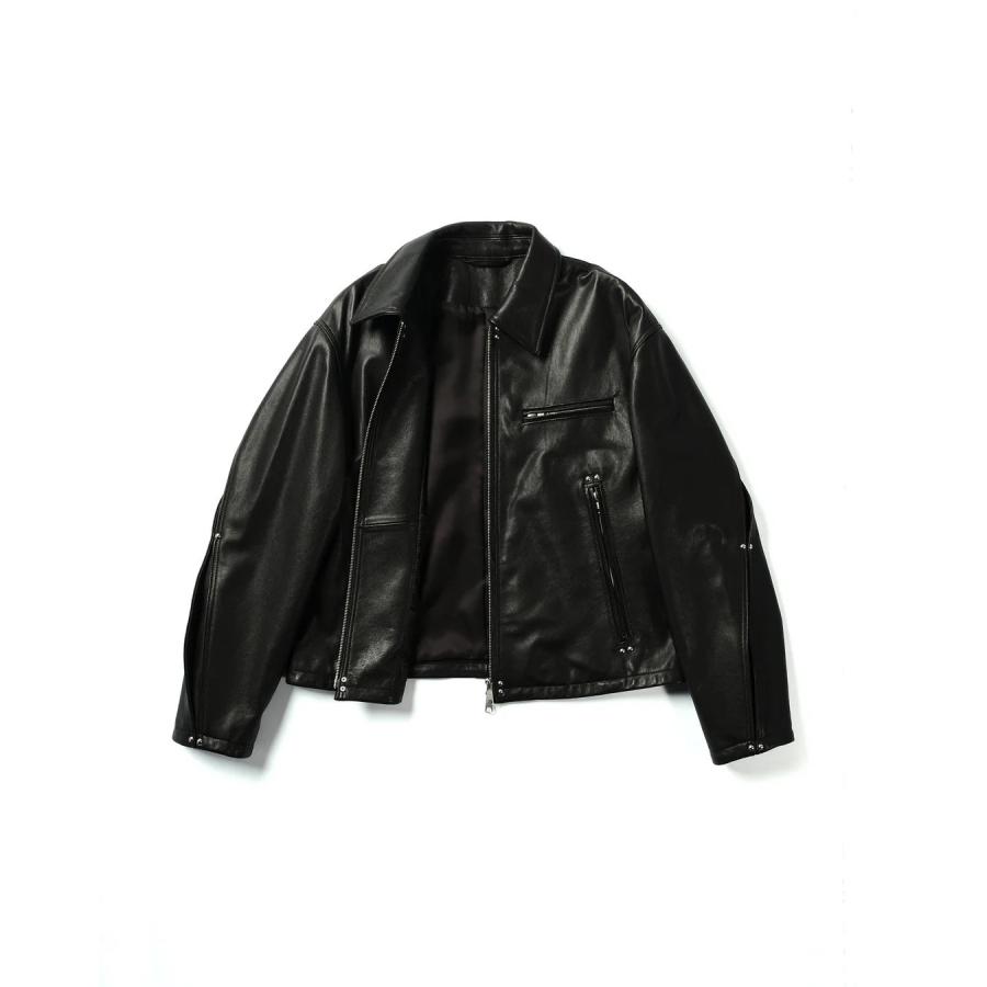 【WIZZARD (ウィザード)】STUDDED MOTION PLEAT LEATHER JACKET（ブラック）の画像