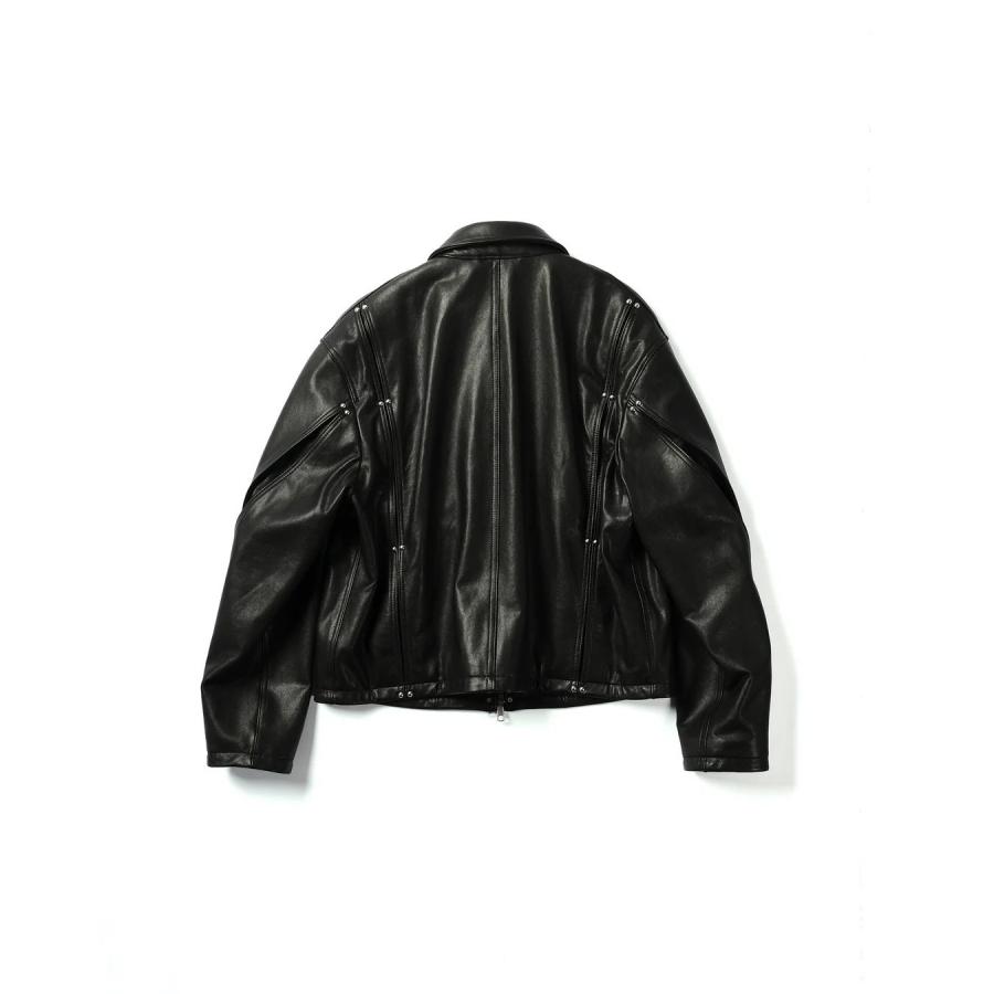 【WIZZARD (ウィザード)】STUDDED MOTION PLEAT LEATHER JACKET（ブラック）の画像