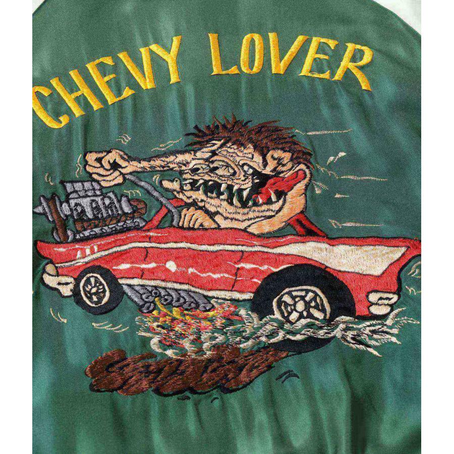 【TAILOR TOYO テーラー東洋】1950s Style Acetate Souvenir Jacket “TIGER HEAD” × “CHEVY LOVER” (AGING MODEL)の画像