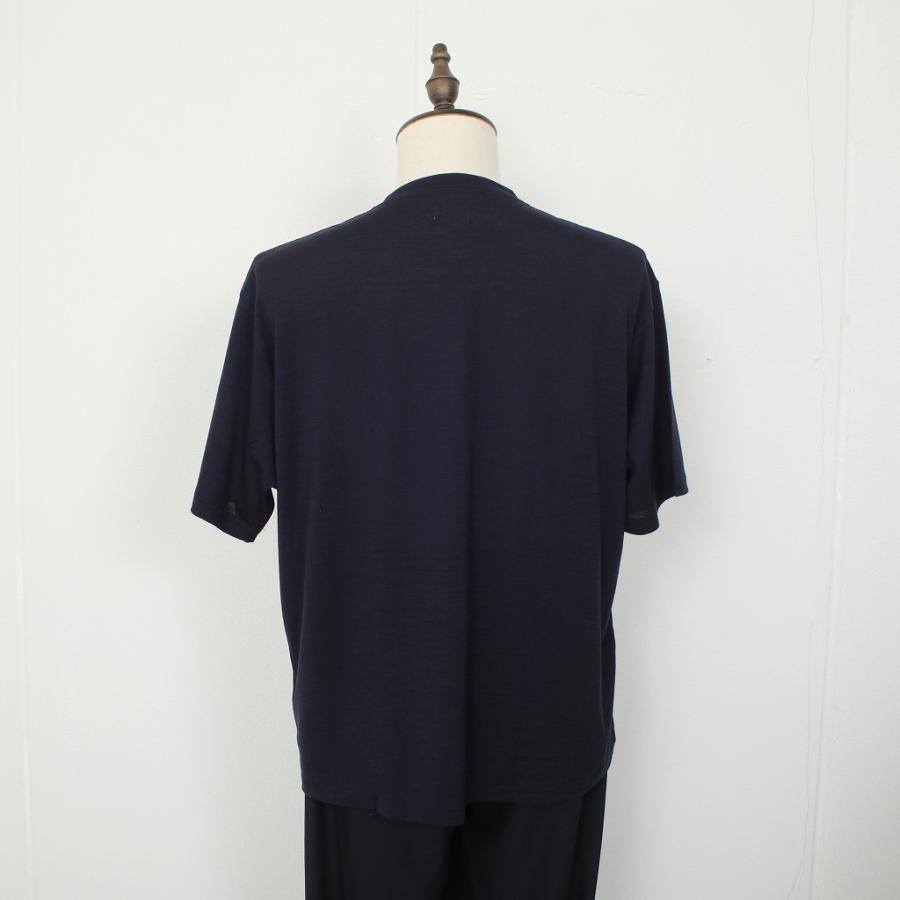CAPERTICA カペルチカ ウールTシャツ  Super120s ウオッシャブルウール オーバーサイズ ネイビー｜itempost｜04