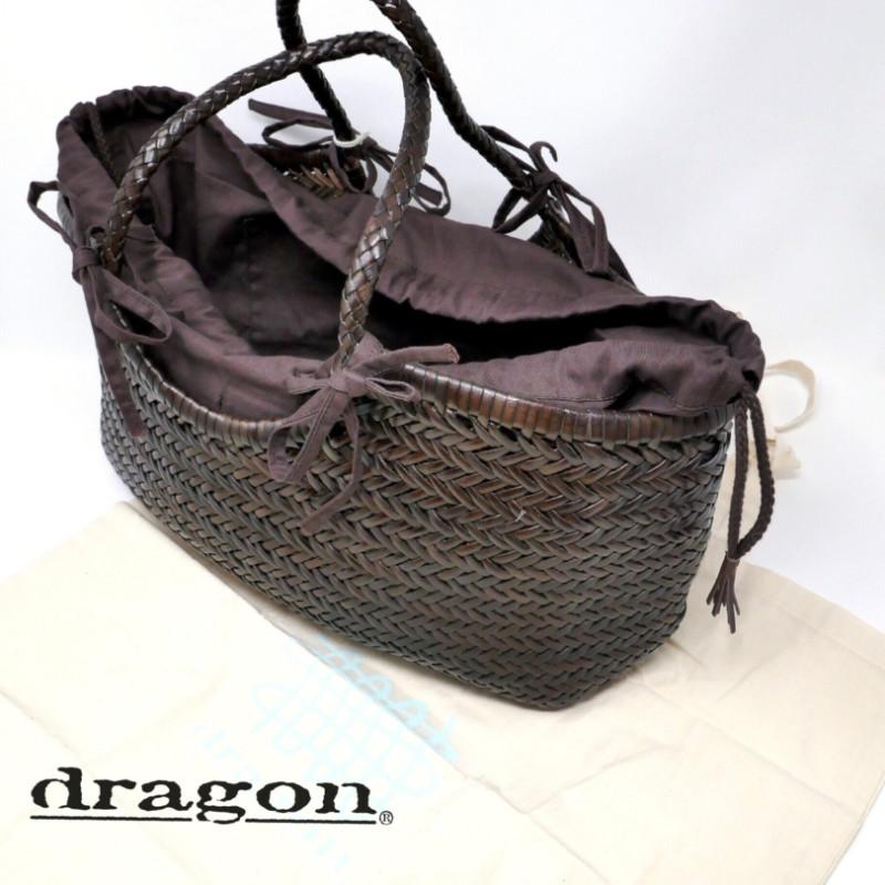 Dragon Diffusion/ドラゴンディフュージョン 8822 NUNTUCKET BASKET レザーメッシュ バッグ ダークブラウンの画像