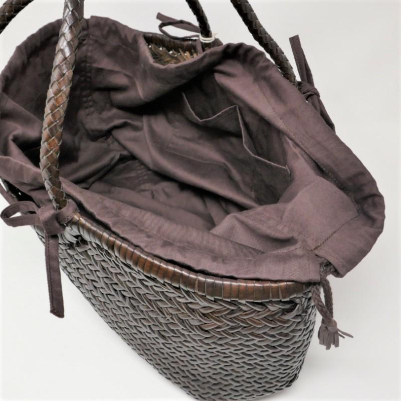 Dragon Diffusion/ドラゴンディフュージョン 8822 NUNTUCKET BASKET レザーメッシュ バッグ ダークブラウンの画像