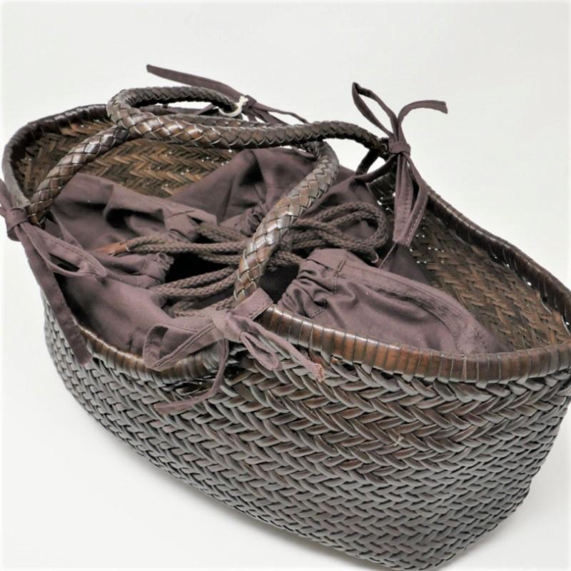Dragon Diffusion/ドラゴンディフュージョン 8822 NUNTUCKET BASKET レザーメッシュ バッグ ダークブラウンの画像