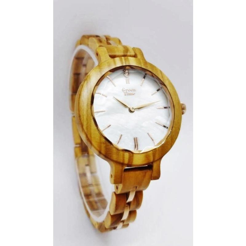 GreenTime/グリーンタイム  木製腕時計（レディース）　ZW105A DIAMOND ホワイトの画像