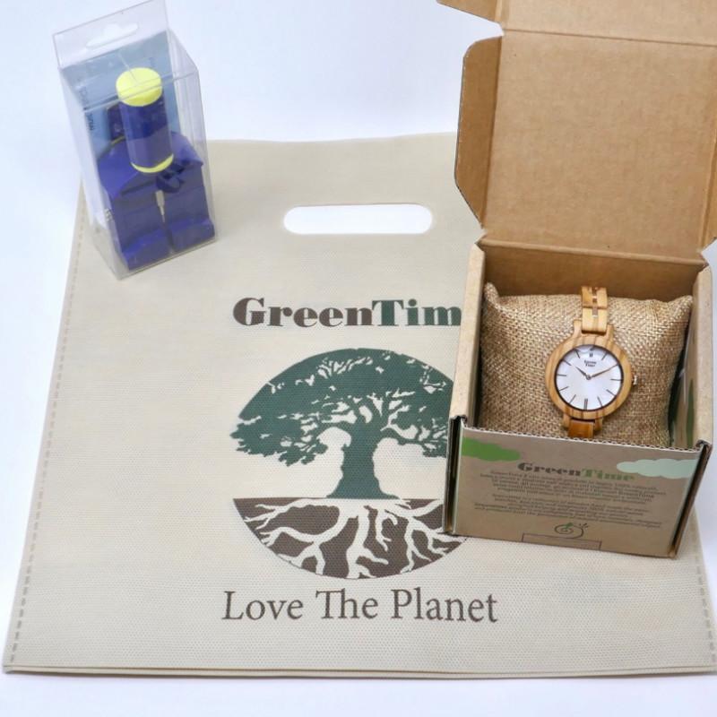 GreenTime/グリーンタイム  木製腕時計（レディース）　ZW105A DIAMOND ホワイトの画像