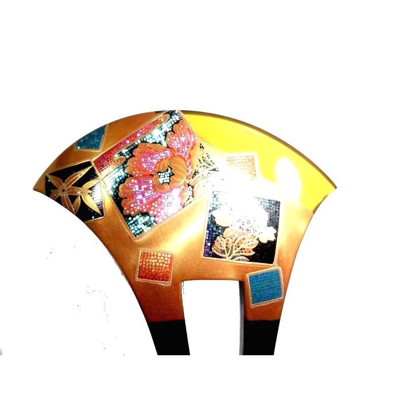 創業144年べっ甲の菊池】本べっ甲かんざし金蒔絵（永光作）−１３０ 