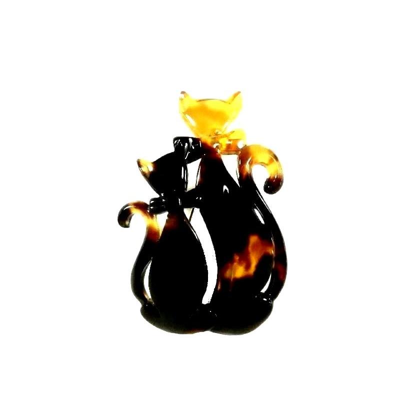 代引き不可 ブローチ べっ甲 本べっ甲ブローチ仲良し親子ねこ 大 ー１１３ レディースアクセサリー Postetelecom Gouv Cg