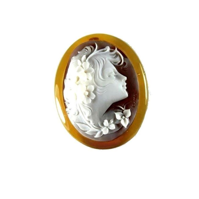 カメオ　べっ甲　k18 ブローチ　ペンダントトップ ヴィンテージ鼈甲カメオK 18ペンダントトップ&ブローチ