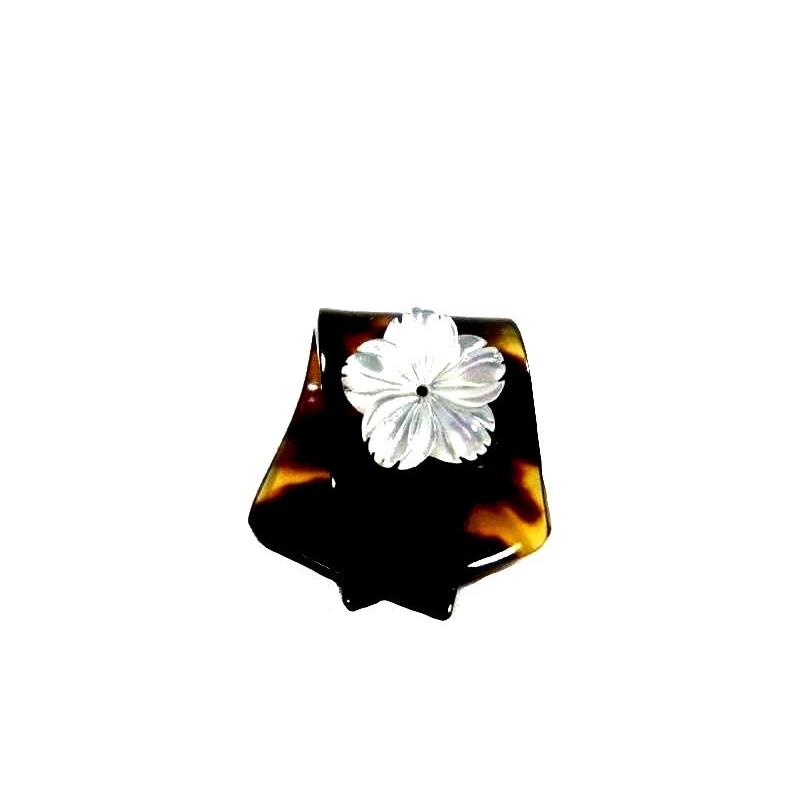 本べっ甲 白蝶貝帯留め＆ペンダント−319 べっ甲 帯留め 鼈甲