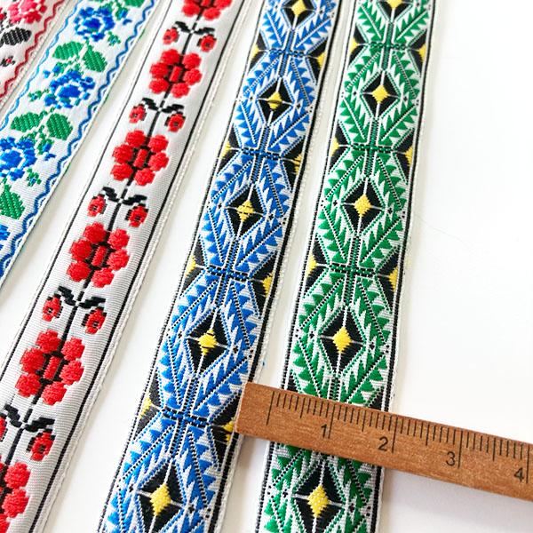 2cm幅 ウクライナ刺繍リボン 東欧北欧柄チロルテープ フラワーテープ